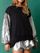 Women's Oversized Sequin Sweatshirt in Black