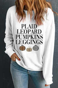 Letter Graphic Round Neck Long Sleeve Sweatshirt Trandify Deal