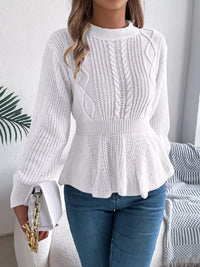 Women's Cable Knit Peplum Sweater | Cozy Acrylic Top