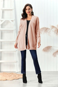 Cable-Knit Open Front Long Sleeve Cardigan Trandify Deal