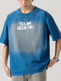 Men's 100% cotton short sleeve t-shirt in heather washed Blue, regular fit