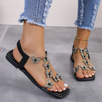 Rhinestone Butterfly Flat Sandals Trandify Deal