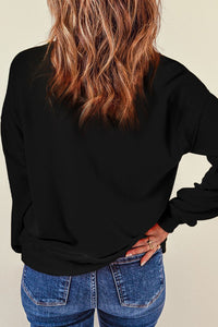 Rhinestone LOVE Round Neck Long Sleeve Sweatshirt Trandify Deal