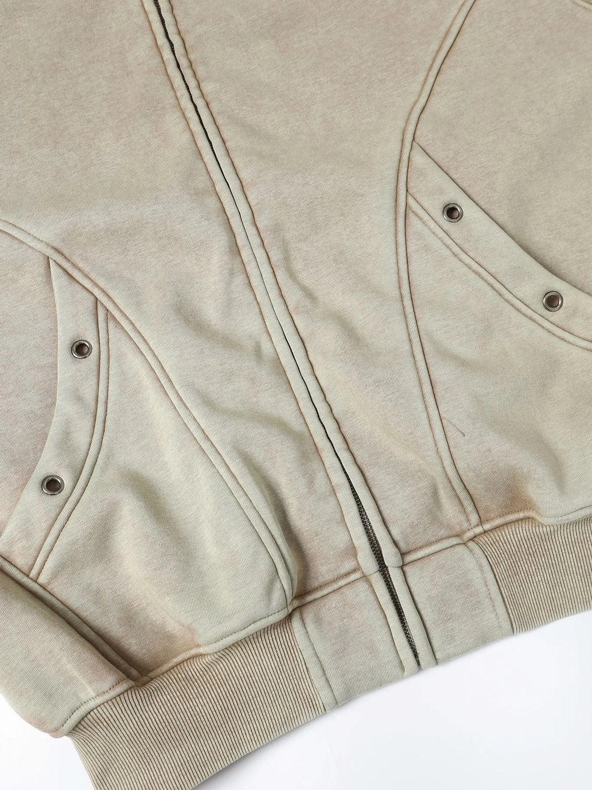 Men’s Distressed Zip-Up Hoodie – Soft Washed Cotton Streetwear Pullover