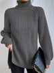 Plus Size Turtleneck Sweater - Ribbed Long Sleeve Top