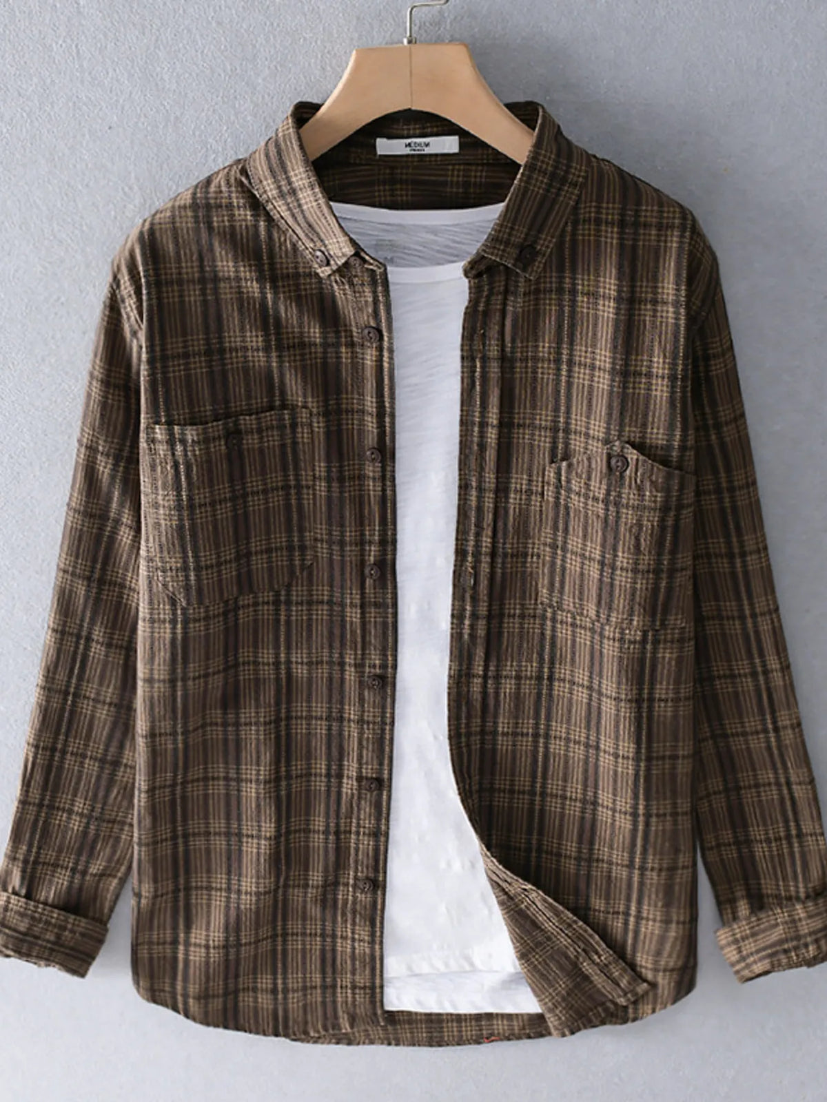 Men's Plus Size Plaid Flannel Shirt – Big & Tall Casual Button-Up for Fall & Winter