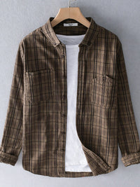 Men's Plus Size Plaid Flannel Shirt – Big & Tall Casual Button-Up for Fall & Winter