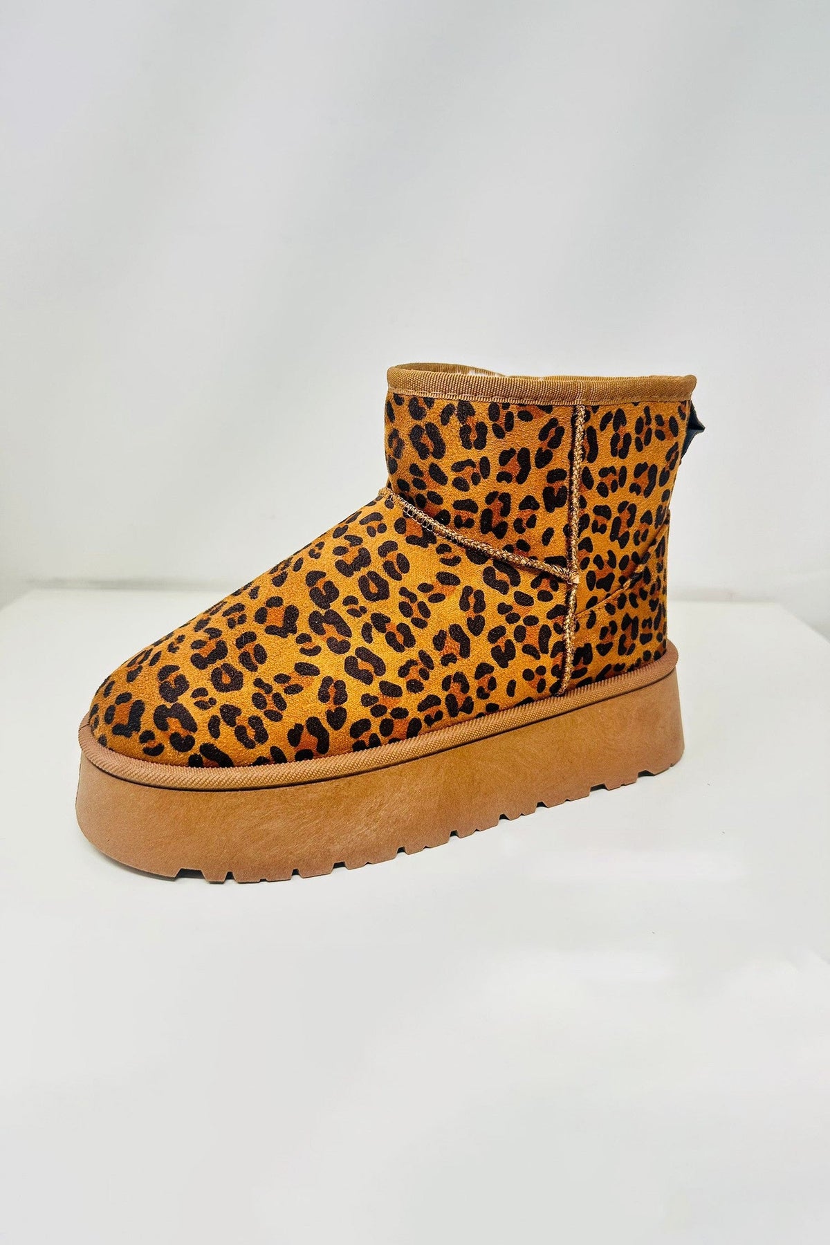 WILD DIVA Thermal Furry Leopard Platform Booties Trandify Deal
