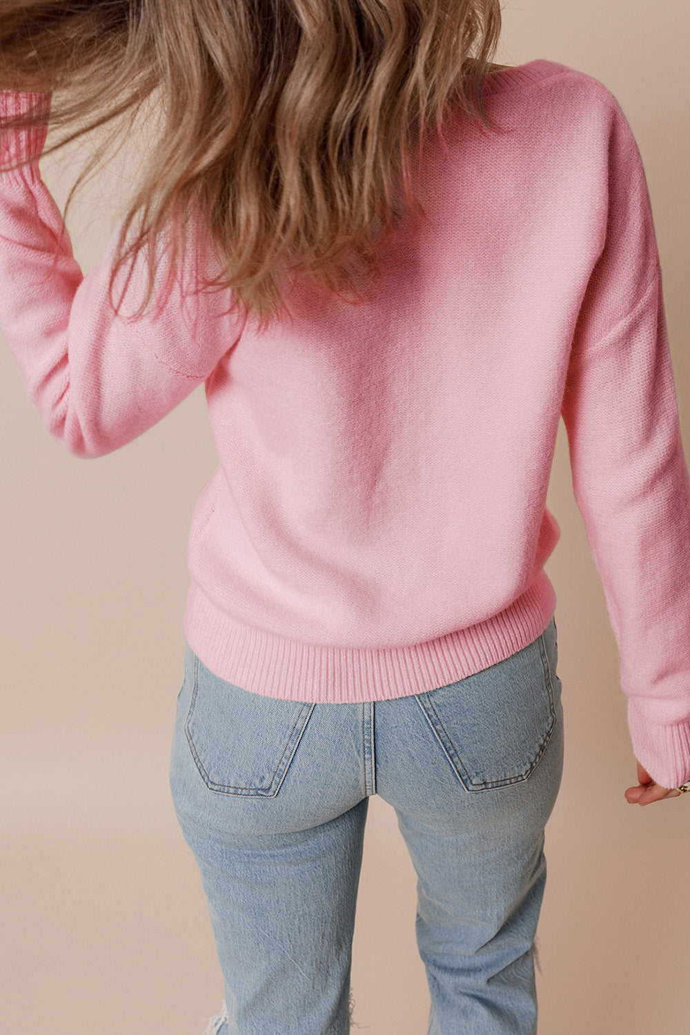 Crochet Flower Round Neck Dropped Shoulder Sweater Trandify Deal