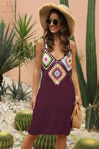 Geometric V-Neck Spaghetti Strap Cover Up Dress Trandify deal