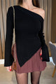 Asymmetric Hem Single Shoulder Sweater Trandify Deal