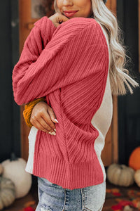 Color Block Textured Drop Shoulder Sweater Trandify Deal