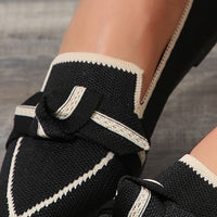 Bow Contrast Trim Point Toe Loafers - Trandify Deal