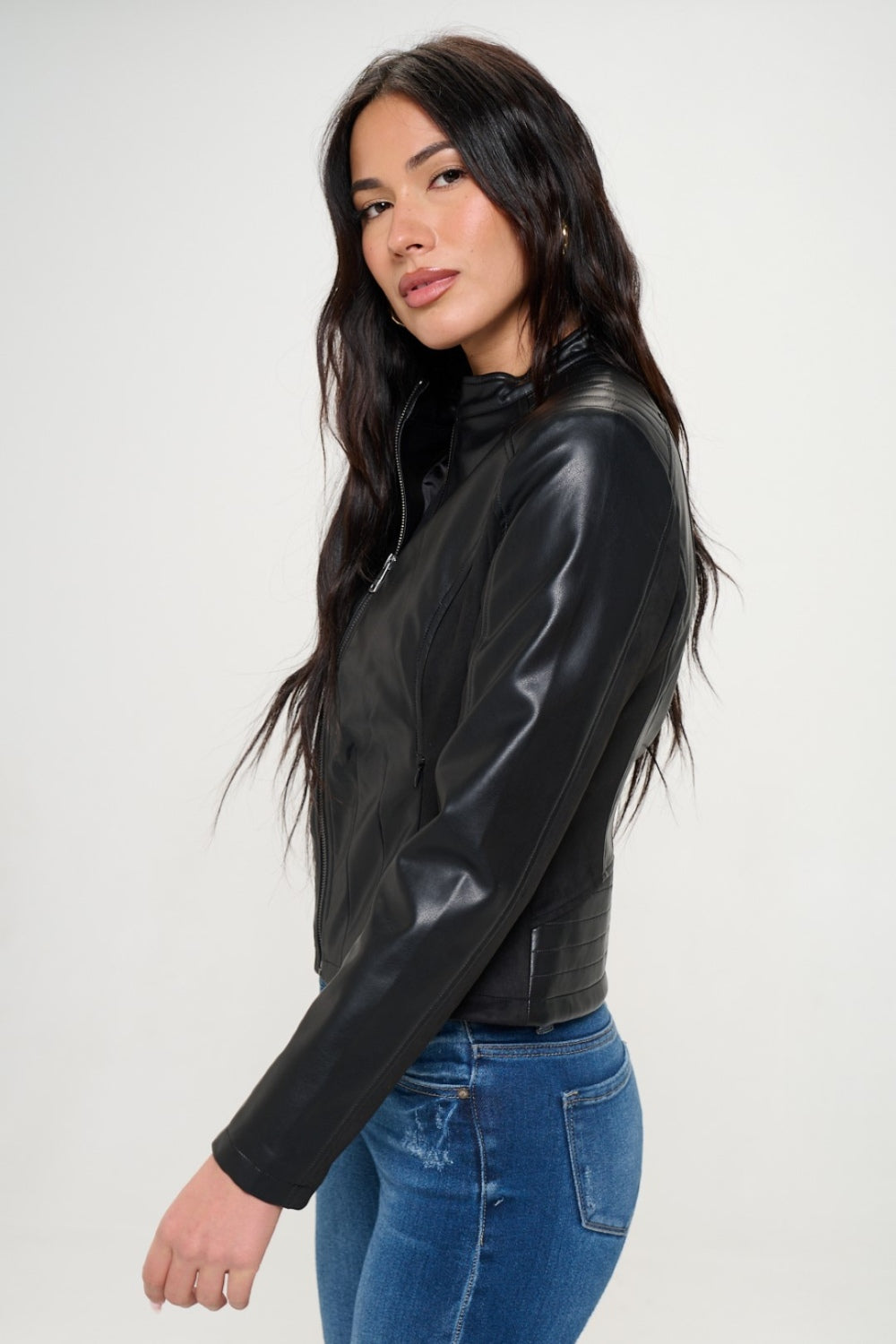 Coalition LA Zip Up Vegan Moto Jacket Trandify Deal
