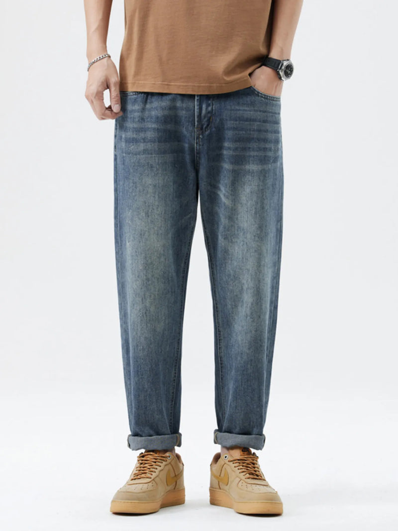 Men's Washed Relaxed Fit Jeans | Comfort Stretch Denim