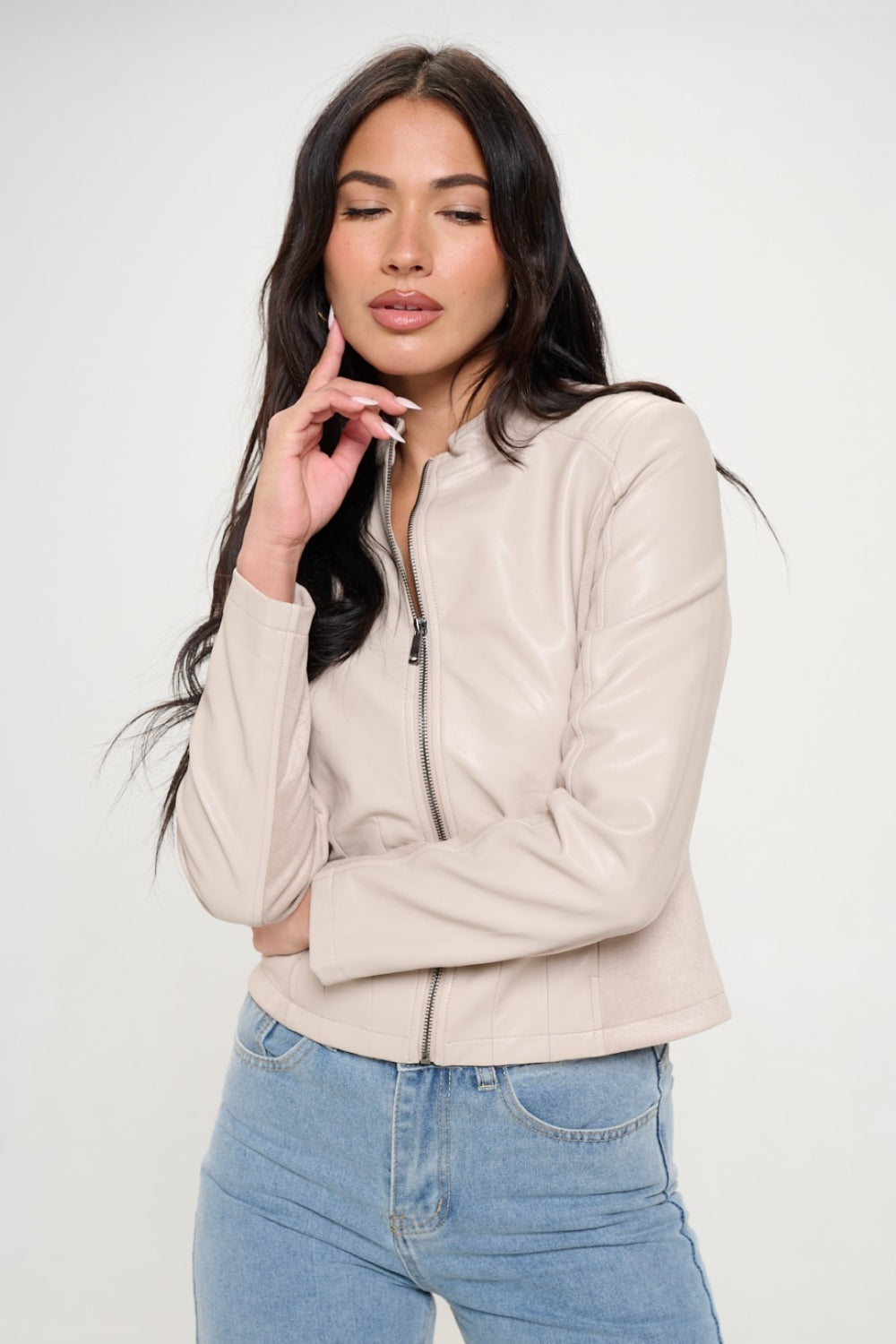 Coalition LA Zip Up Vegan Moto Jacket Trandify Deal