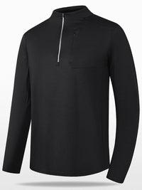 Men’s Plus Size Quarter-Zip Active Shirt – Gray Moisture-Wicking Long Sleeve T-Shirt for Gym & Casual Wear