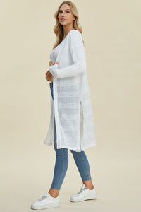 Double Take Full Size Open Front Longline Cardigan Trandify deal