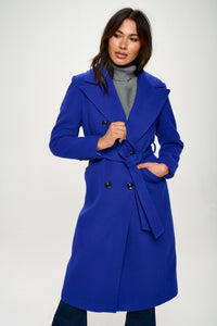 Coalition LA Double-Breasted Longline Coat with Belt Trandify Deal