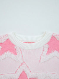 Oversized Star Pattern Sweater in White worn with boots