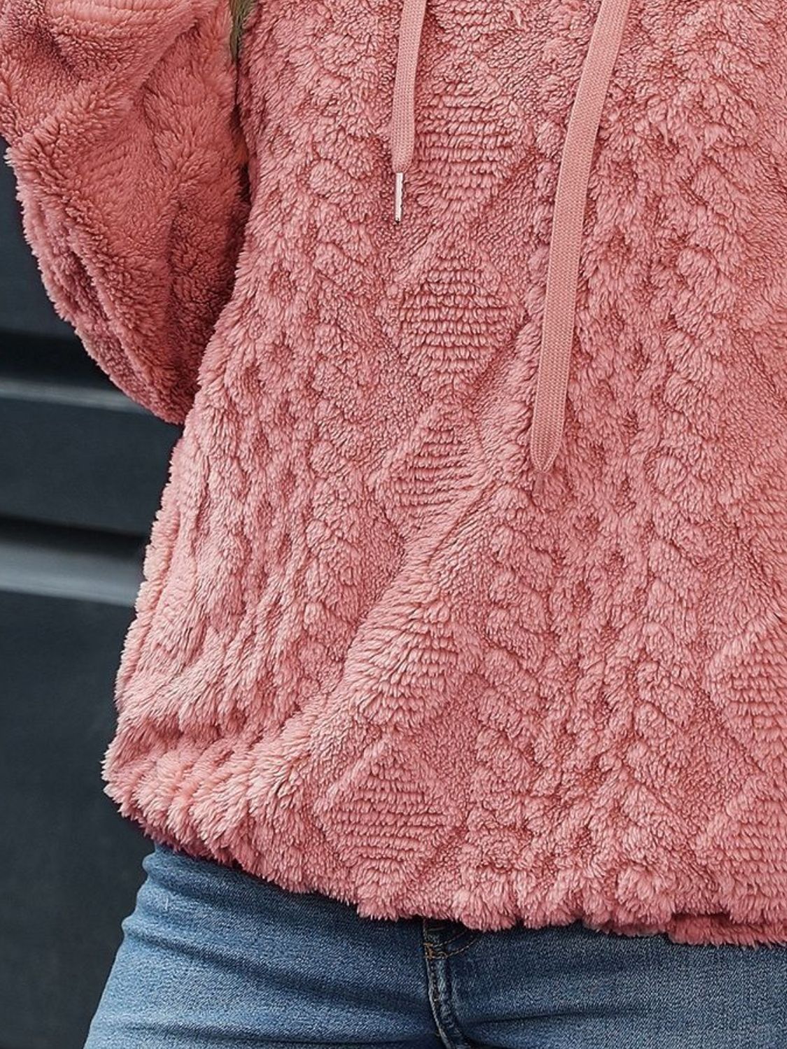 Drawstring Long Sleeve Plush Hoodie Trandify Deal