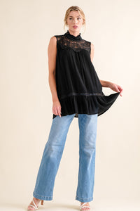 And The Why Lace Detail Sleeveless Ruffled Top Trandify deal
