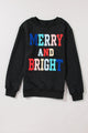 Full Size MERRY AND BRIGHT Cable Knit Pullover Sweatshirt Trandify Deal