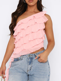 Layered Ruffled One Shoulder Tank Trandify Deal