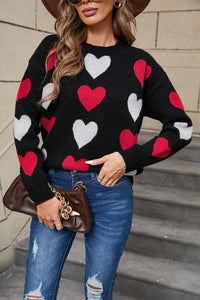 Angel Wings Heart Round Neck Long Sleeve Sweater Trandify Deal