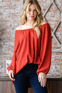 Heimish Full Size Swiss Dot Off Shoulder Top Trandify Deal