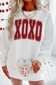 Valentine’s Day XOXO Glitter Round Neck Sweatshirt Trandify Deal