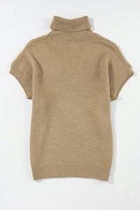 Solid Color Turtleneck Short Sleeve Sweater Trandify Deal