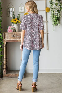 Heimish Plus Size Crisscross Babydoll Top – Women’s Animal Print Short Sleeve Blouse for Summer