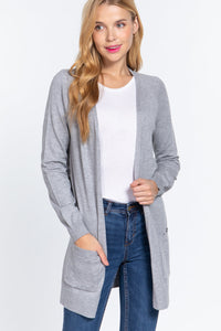 ACTIVE BASIC Open Front Long Sleeve Cardigan Trandify deal