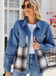 Plaid Button Up Long Sleeve Denim Jacket Trandify Deal