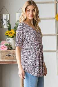 Heimish Plus Size Crisscross Babydoll Top – Women’s Animal Print Short Sleeve Blouse for Summer