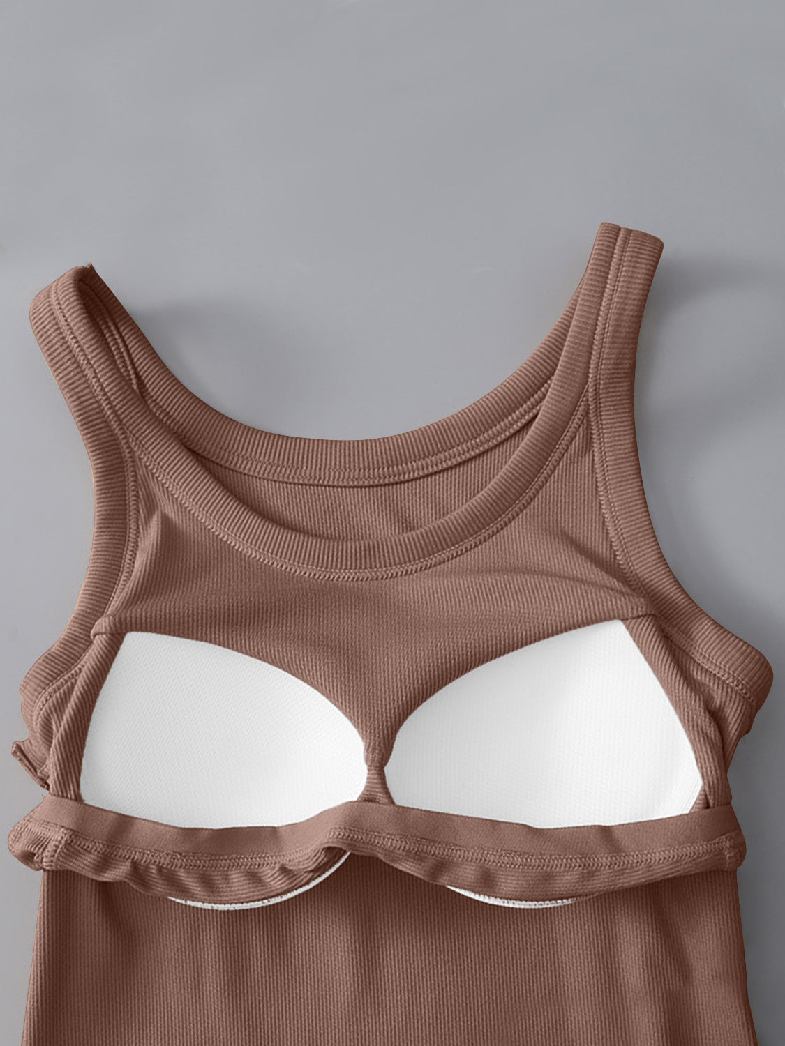 Round Neck Tank with Bra - Trandify Deal