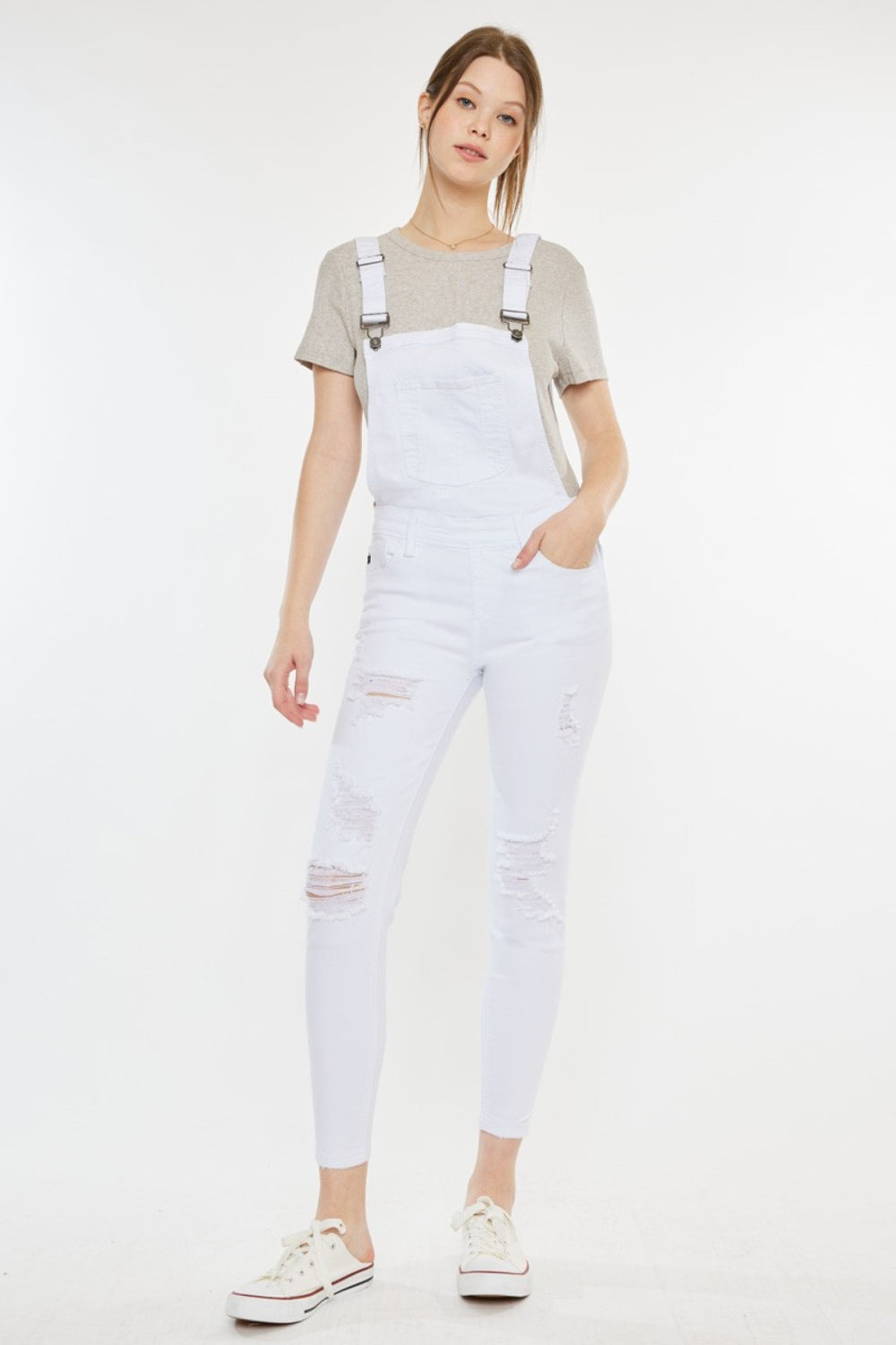 Kancan Distressed Skinny Denim Overalls Trandify deal