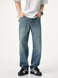 Men's 90s Wide Leg Jeans | Washed Cotton Denim