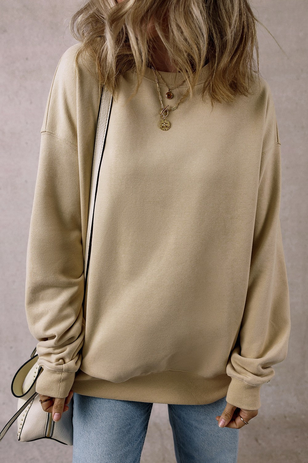 Round Neck Long Sleeve Sweatshirt Trandify Deal