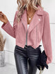 Women's Faux Leather Moto Jacket - Biker Style Zip Detail