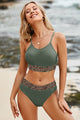 Leopard Trim Scoop Neck Bikini Set Trandify deal