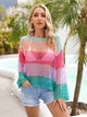Color Block Openwork Boat Neck Cover Up Trandify deal