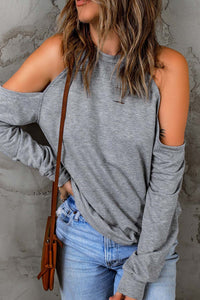 Cold Shoulder Long Sleeve Sweatshirt Trandify deal