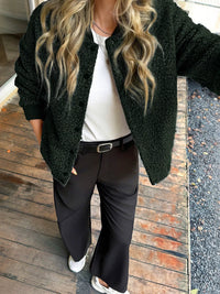 Women's Thick Buttoned Dropped Shoulder Jacket in oversized fit,