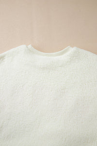HOWDY Patched Round Neck Sherpa Sweatshirt Trandify Deal