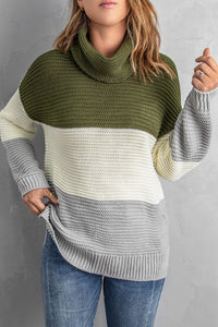 Color Block Turtleneck Long Sleeve Sweater Trandify Deal
