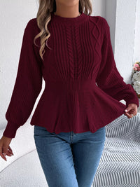 Women's Cable Knit Peplum Sweater | Cozy Acrylic Top
