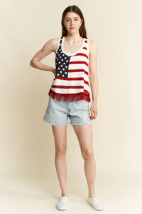 American Flag Fringe Tank Top for Women | Patriotic