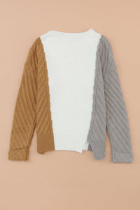Color Block Textured Drop Shoulder Sweater Trandify Deal